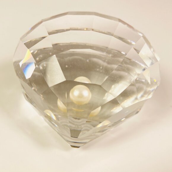 Vintage Swarovski Crystal Clear Clam Shell with Pearl Figurine In Great Shape - Picture 3 of 10